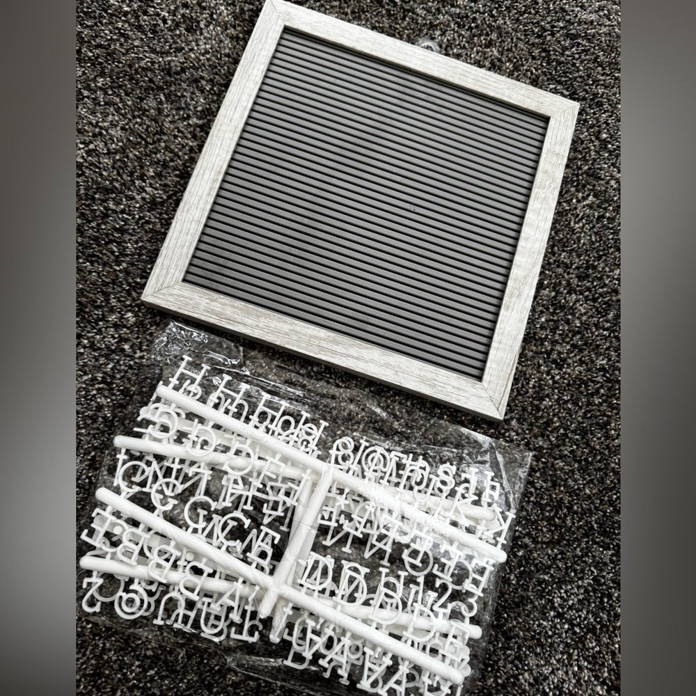 Rustic Gray‎ Letter Board with Wooden Frame and lettering never used